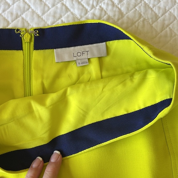 Loft,  bright yellow, size 8, fully lined, zipper enclosure on back, never worn. - Picture 7 of 7